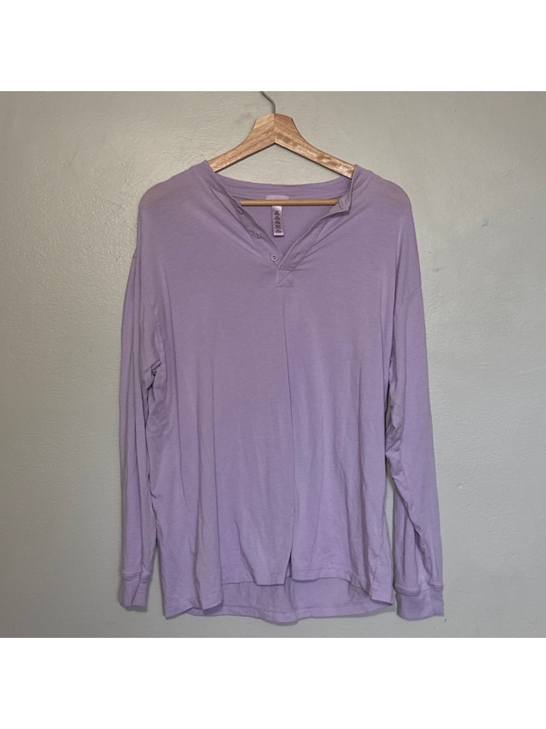 Women's Size Xs Skims Light Purple Boyfriend Oversized Long Sleeve Henley Lounge